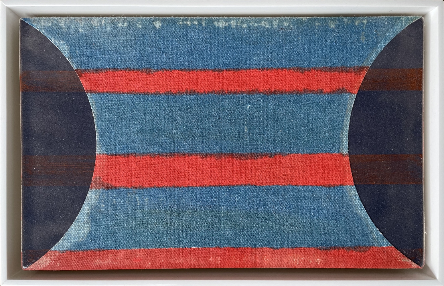 Frank.Olt.Untitled.Encaustic.on.Canvas.with.Ceramic.blue.and.red.stripe
